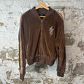 Amiri Vertical Spellout Brown Velour Track Jacket Sz S