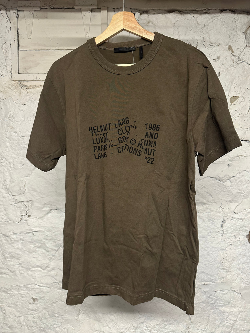 Helmut Lang 1986 Olive Brown T Shirt Sz M