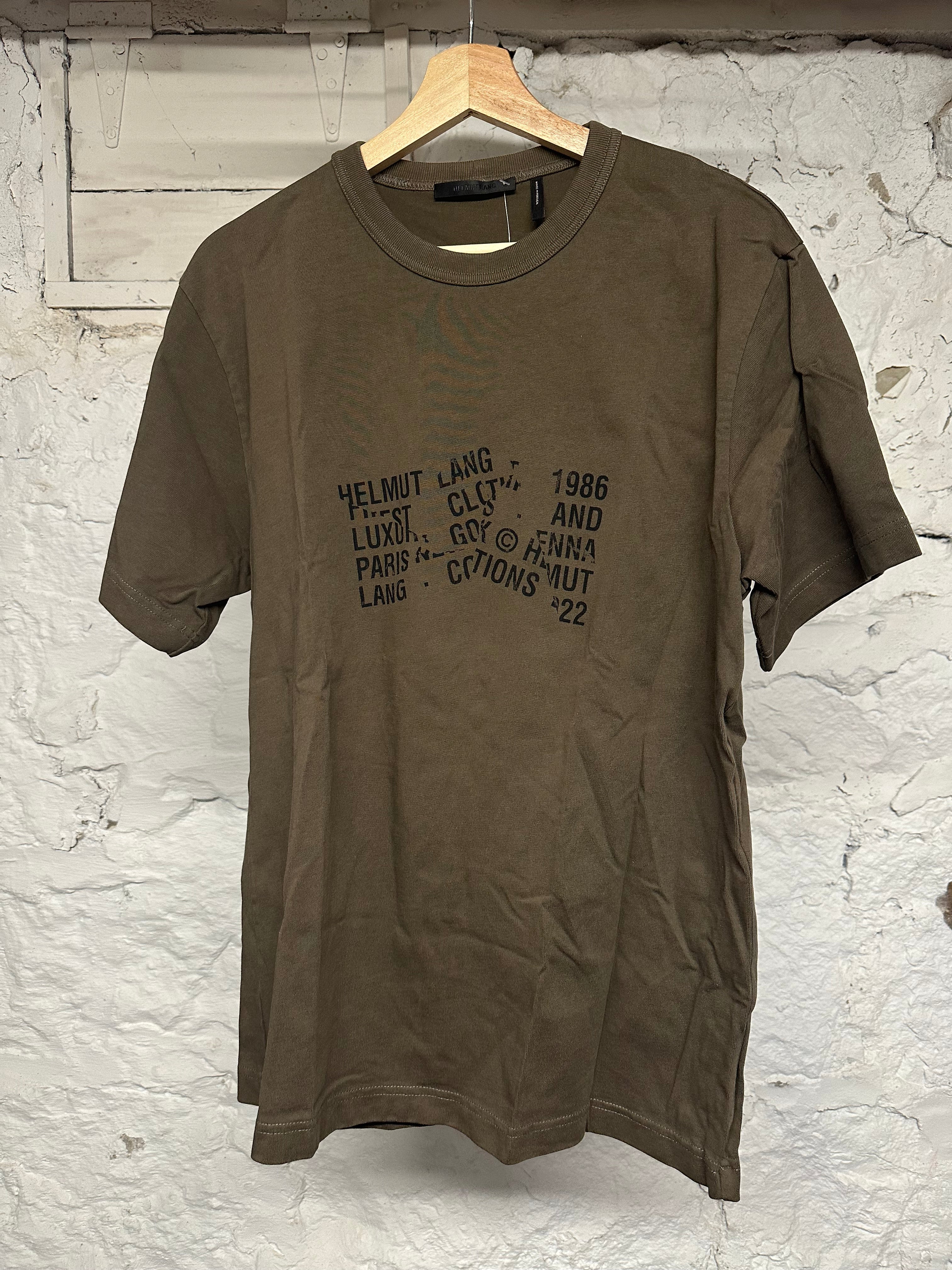 Helmut Lang 1986 Olive Brown T Shirt Sz M