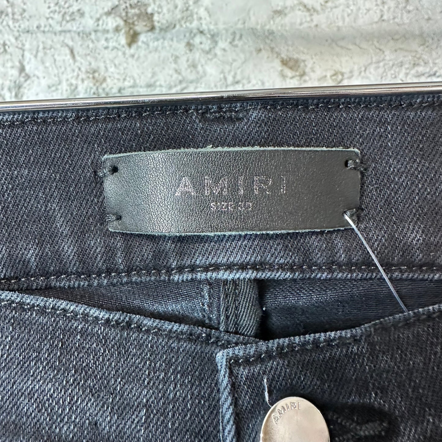 Amiri Felt Spell Distressed Black Denim Jeans Sz 30