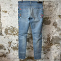 Amiri Multicolor Paint Splatter Blue Denim Jeans Sz 34