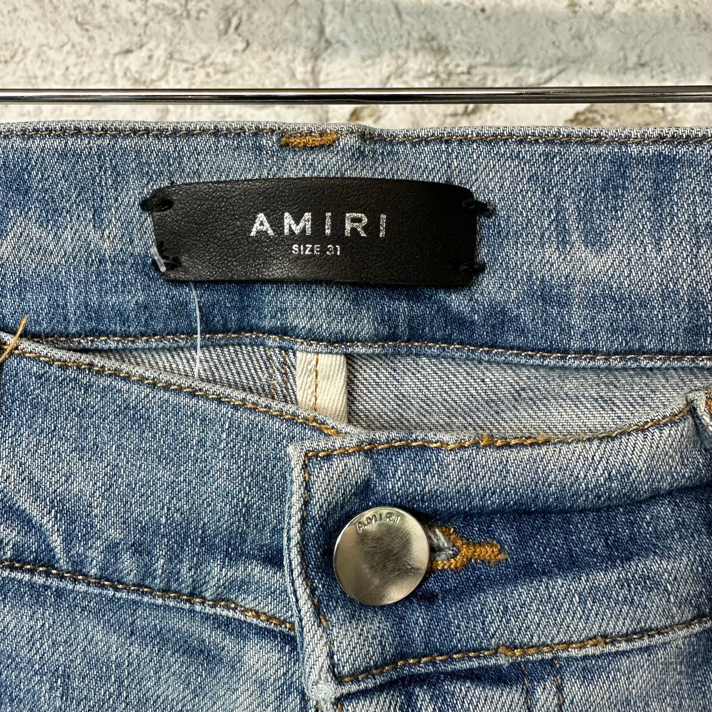 Amiri MX1 Multicolor Flannel Blue Denim Jeans Sz 31