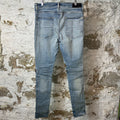 Amiri MX2 Brown Yellow Patch Blue Denim Jeans Sz 34
