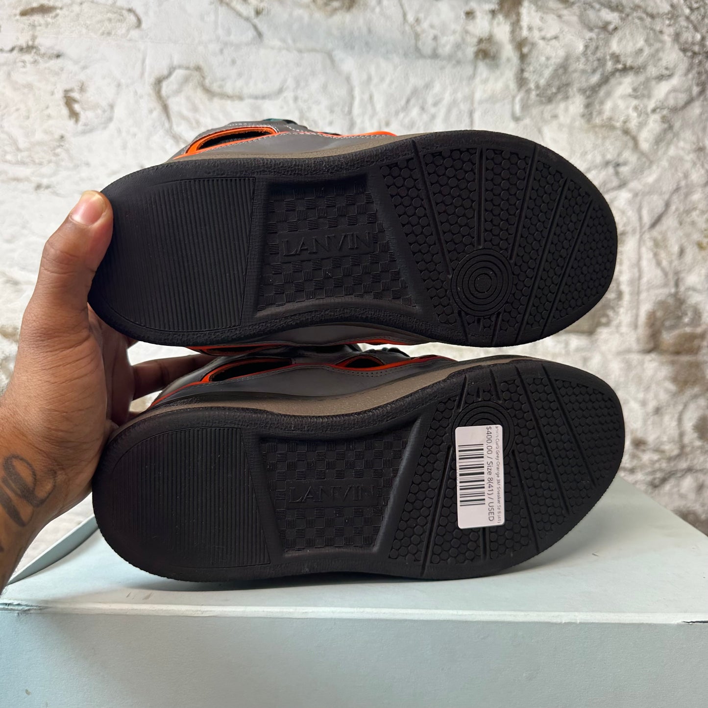 Lanvin Curb Grey Orange 3M Sneaker Sz 8 (41)