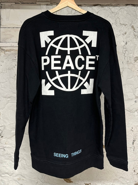 Off White Peace Logo Crewneck Black Sz XXS (L)