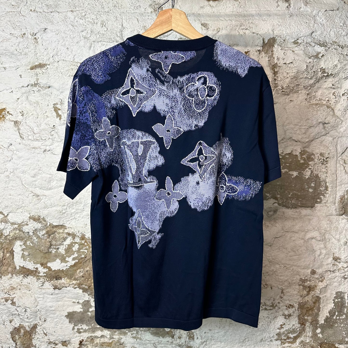 Louis Vuitton Watercolor Monogram Navy Knit T-Shirt Sz S