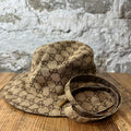 Gucci Reversible GG Monogram Canvas Bucket Hat Sz M
