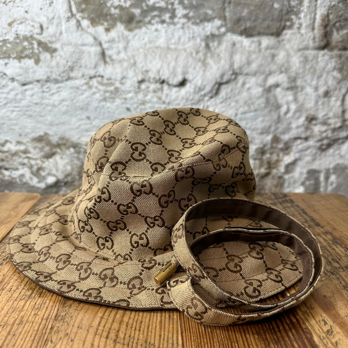 Gucci Reversible GG Monogram Canvas Bucket Hat Sz M