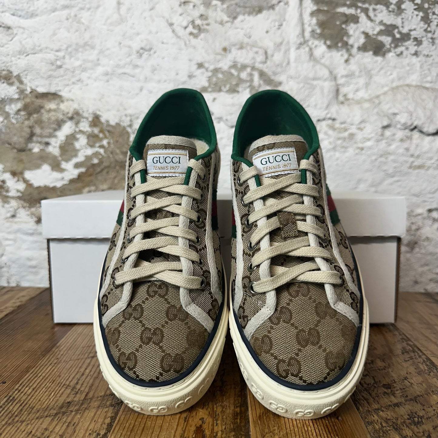 Gucci Tennis 1977 Brown Monogram Sneaker Sz 5 No Box