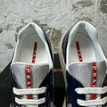Prada Americas Cup Navy Blue Patent Grey Sneaker Sz 13 DS