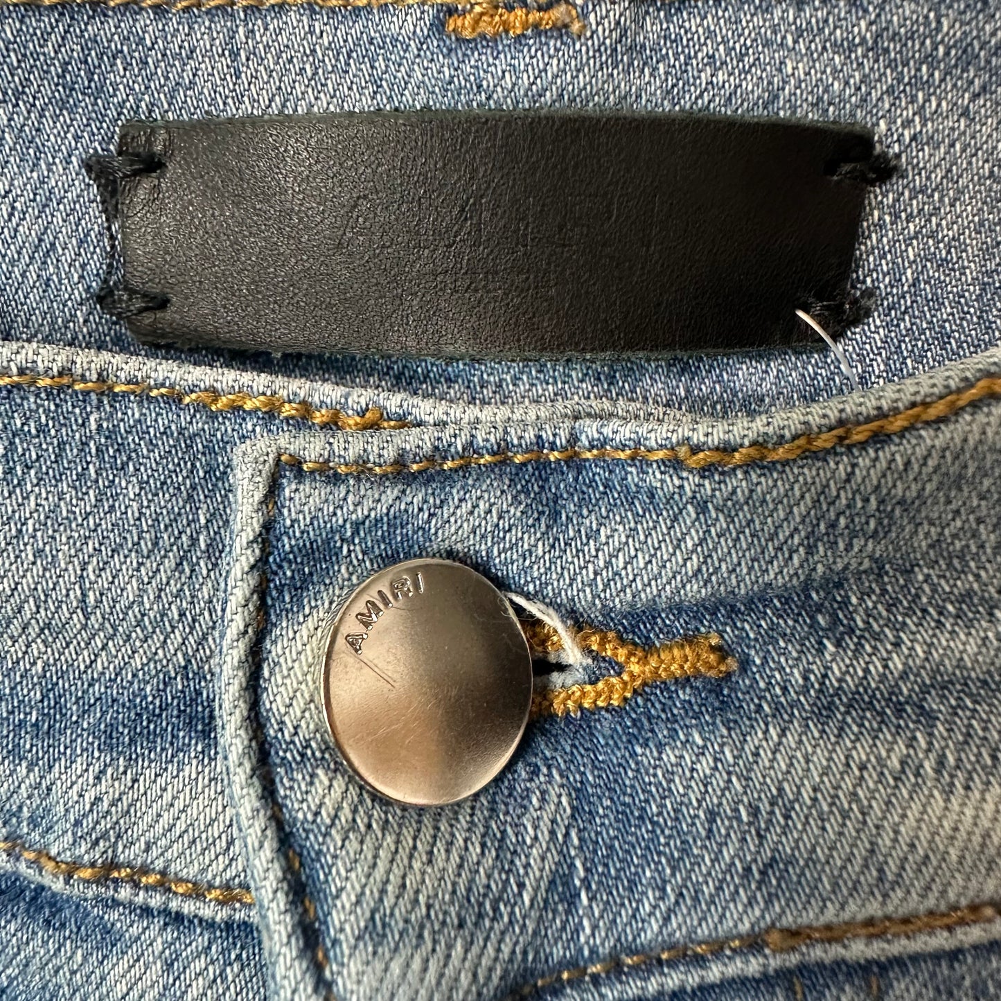 Amiri Purple Suede Core Logo Blue Denim Jeans Sz 34