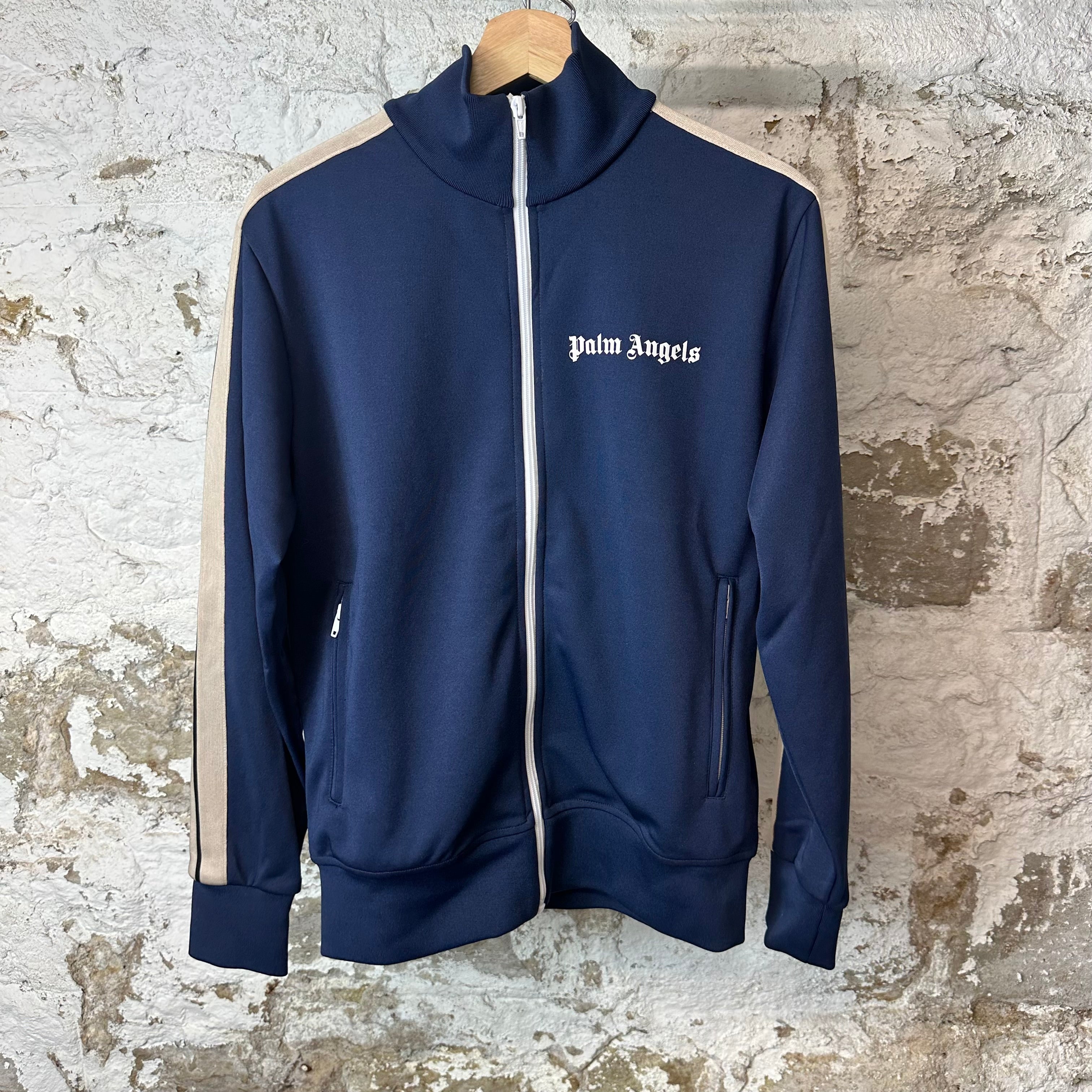 Palm Angels Navy Beige Track Jacket Sz M