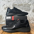 Prada Americas Cup Triple Black Patent Sneaker Sz 7.5