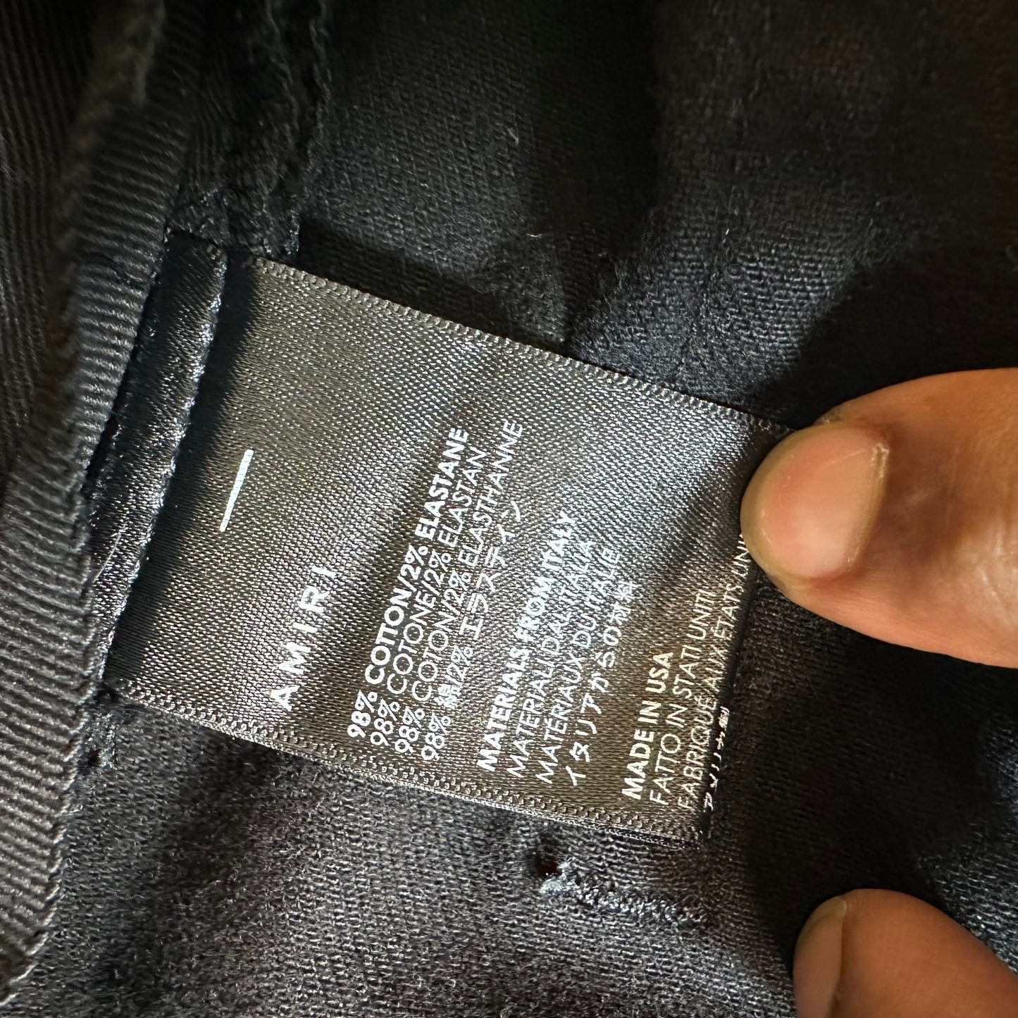 Amiri Plain Black Denim Jeans Sz 36