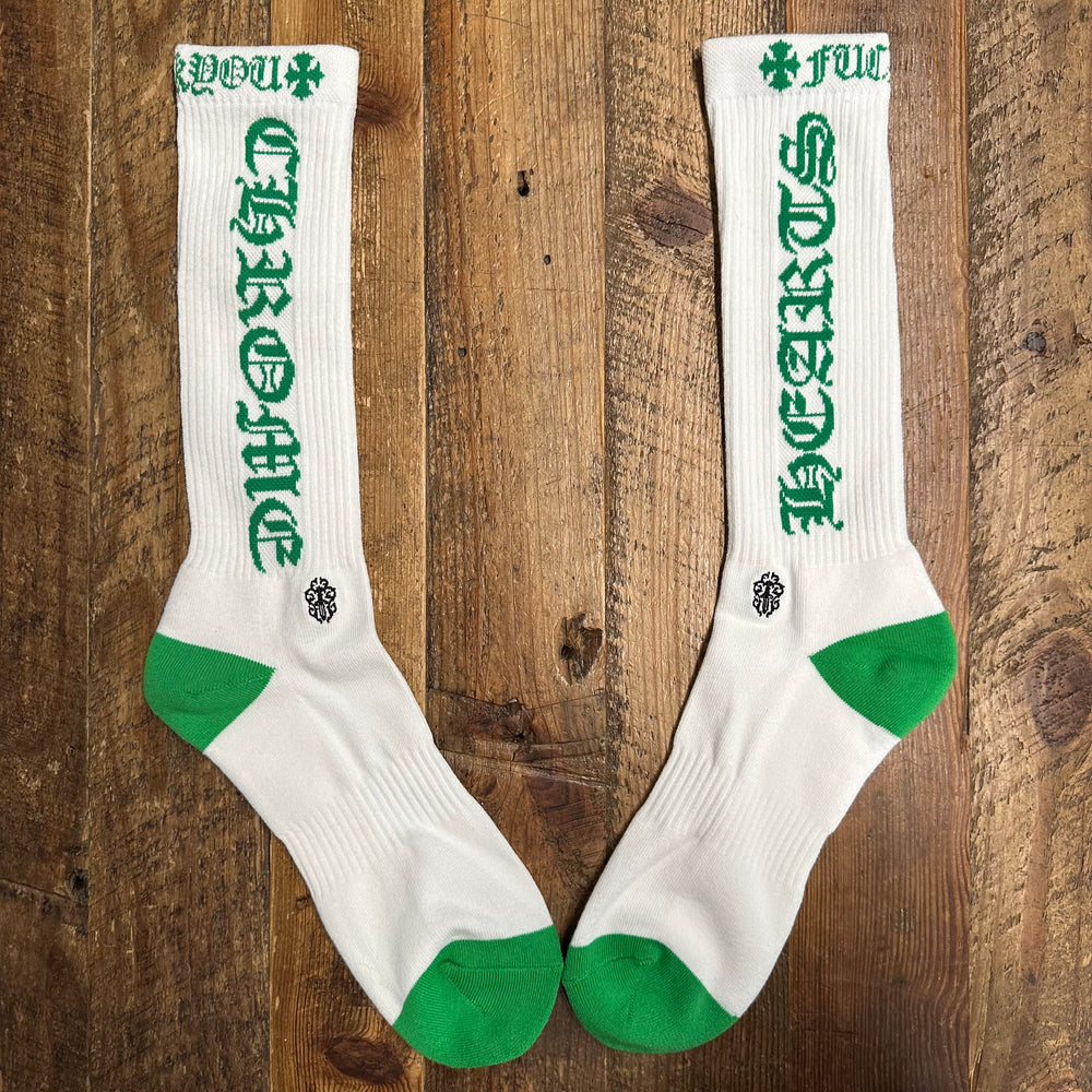 Chrome Hearts FU Green White Socks DS
