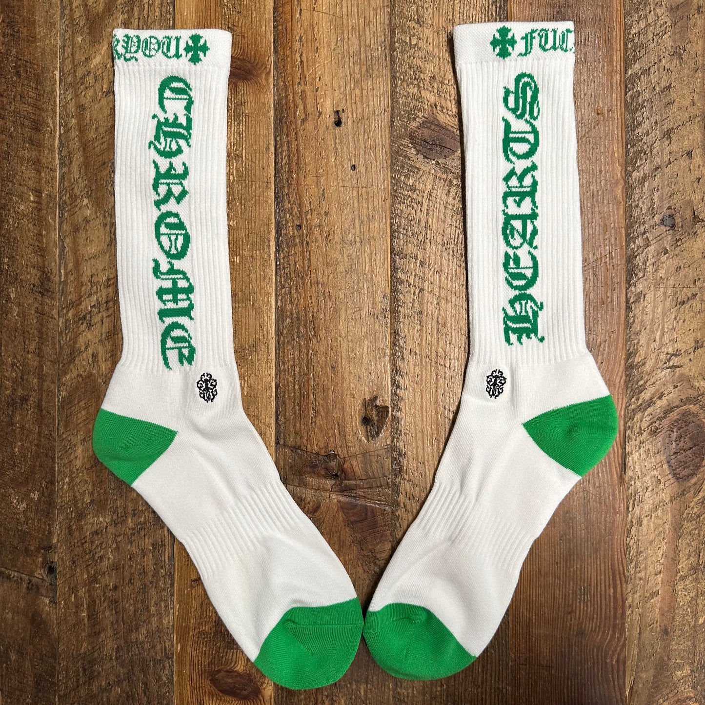 Chrome Hearts FU Green White Socks DS