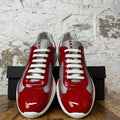 Prada Americas Cup Red Patent Gray White Sneaker Sz 10.5