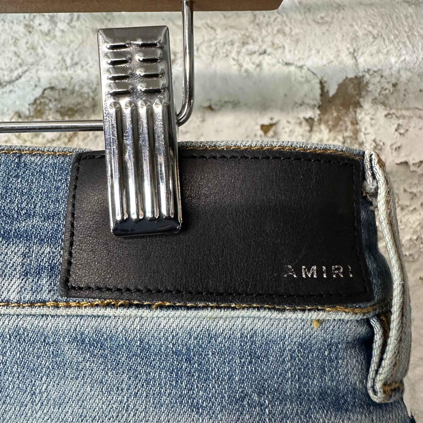 Amiri White Stripe Blue Denim Jeans Sz 34