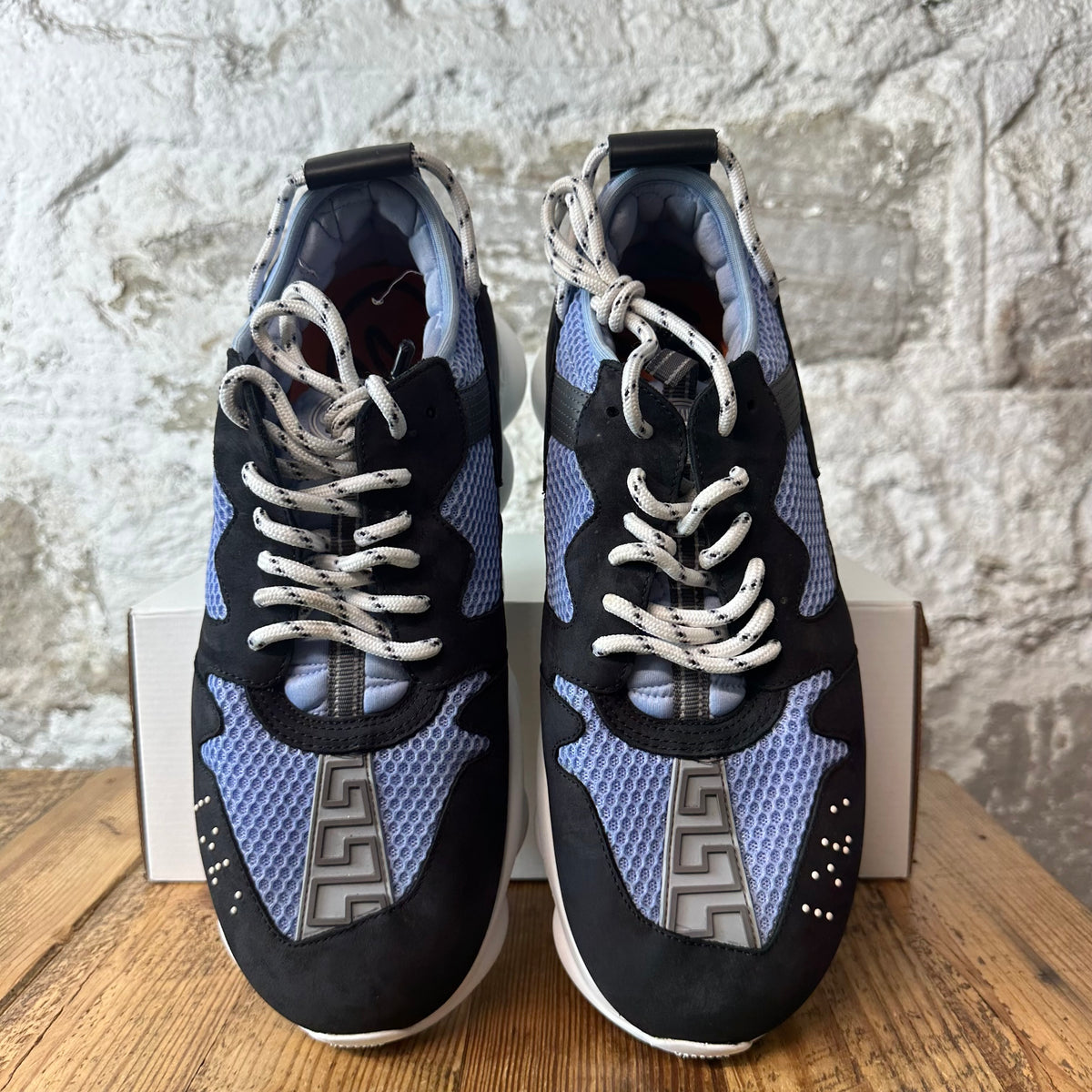 Versace Chain Reaction Blue Black White Sneaker Sz 12 (45)