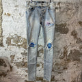 Amiri MX1 Multicolor Tie Dye Washed Blue Denim Jeans Sz 31