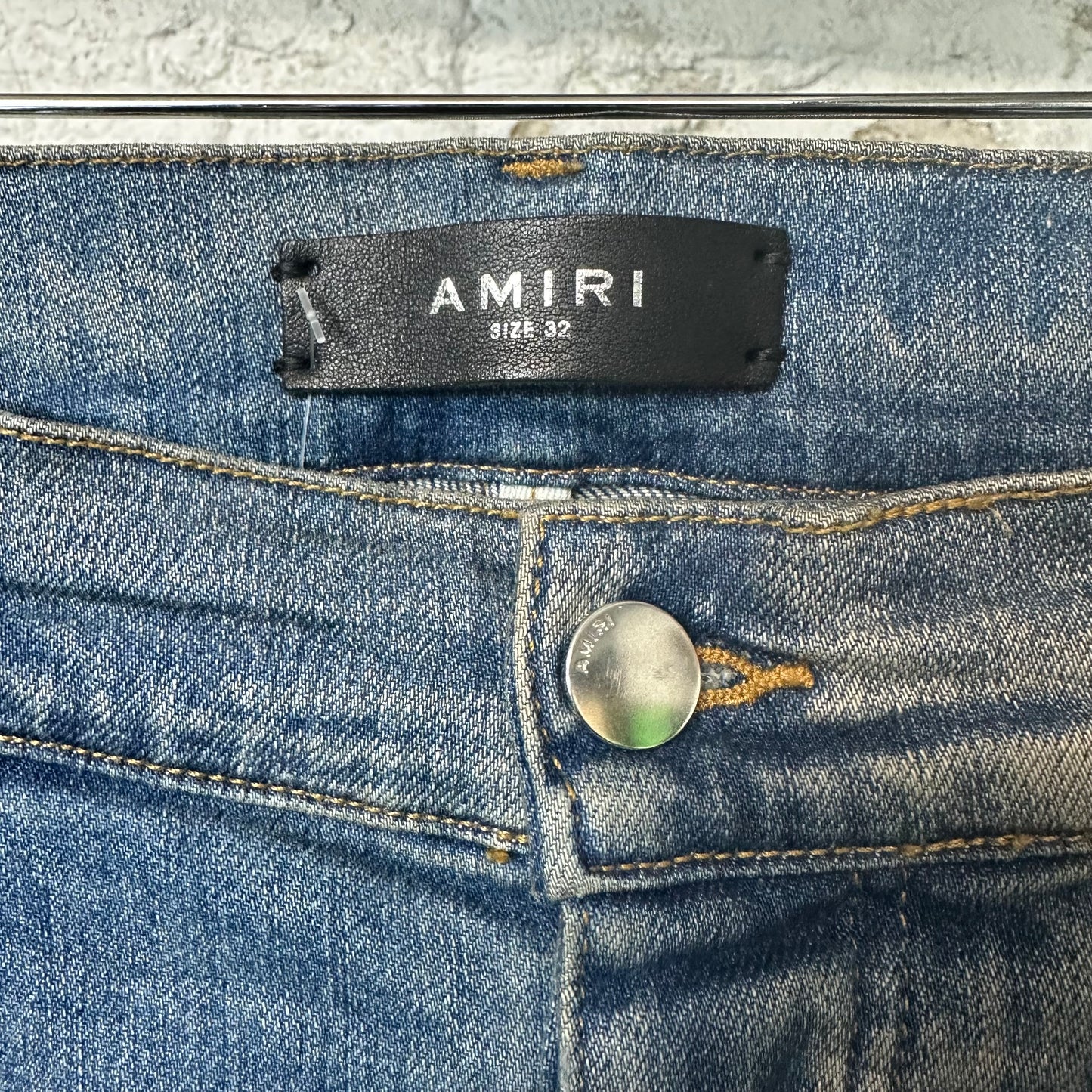 Amiri Paint Splatter Flare Blue Denim Jeans Sz 32