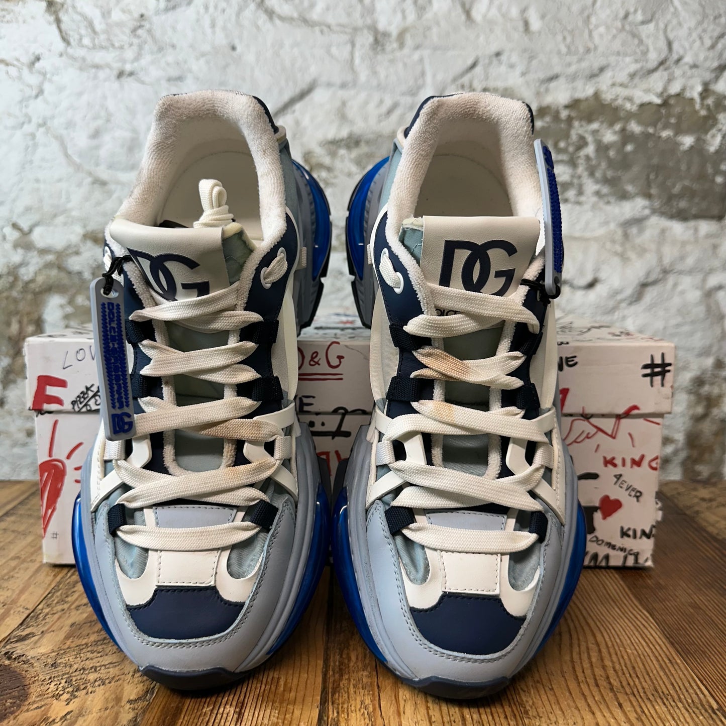 Dolce Gabbana White Blue Daymaster Sneaker Sz 9 (42)