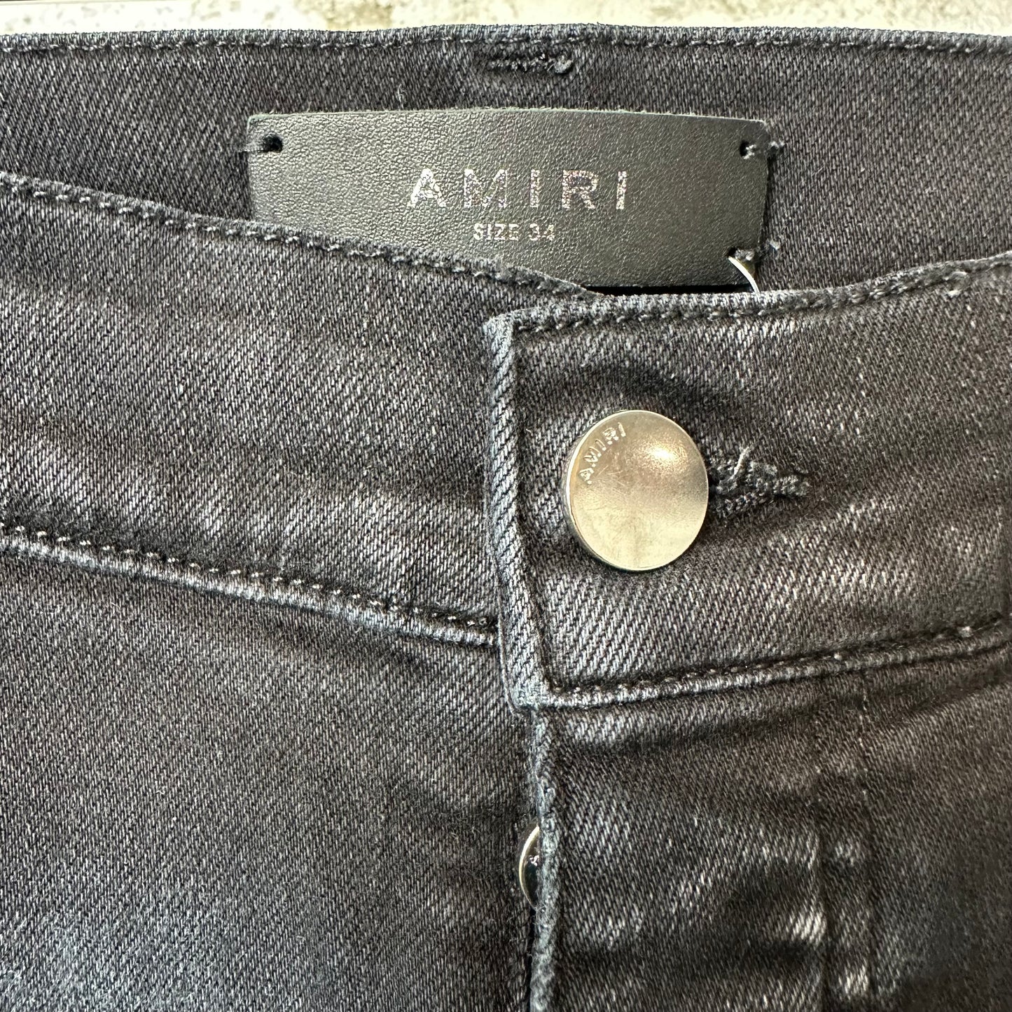 Amiri MX1 Black White Woven Black Denim Jeans Sz 34