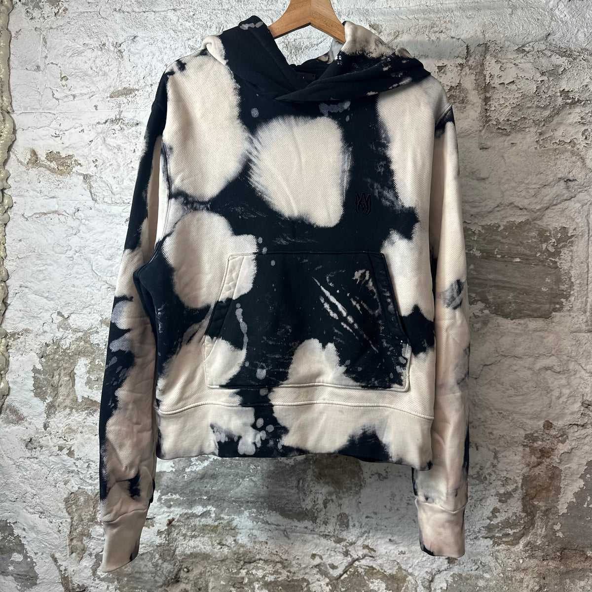 Amiri MA Logo Black Cream Tie Dye Hoodie Sz XS