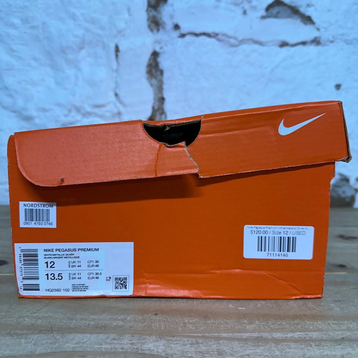 Nike Pegasus Premium White Metallic Silver Sz 12