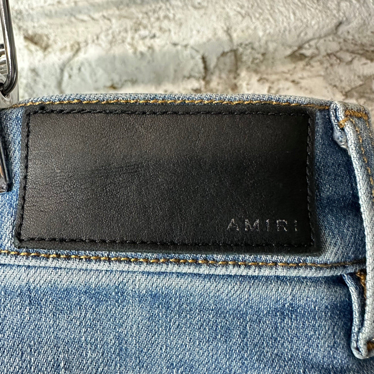 Amiri MX1 Camo Spell Blue Denim Jeans Sz 40