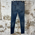 Amiri MX1 Maroon Suede Dark Blue Denim Jeans Sz 32