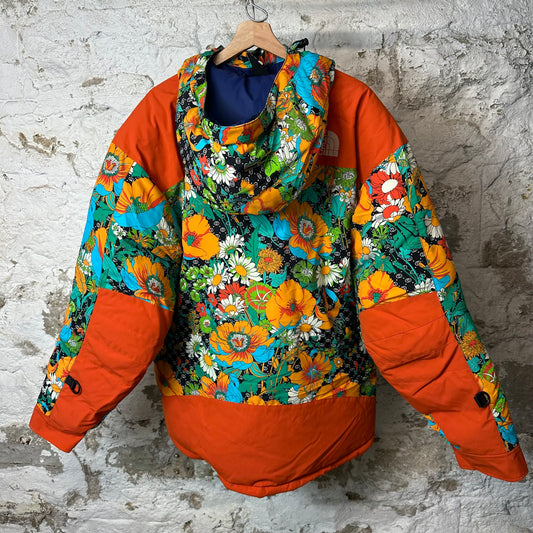 Gucci TNF Padded Floral Multicolor Orange Puffer Jacket Sz L