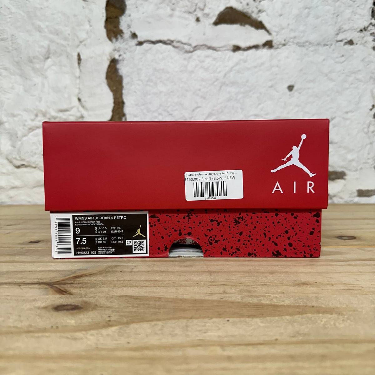 Air Jordan 4 Valentines Day Sierra Red Sz 7 (8.5W) DS