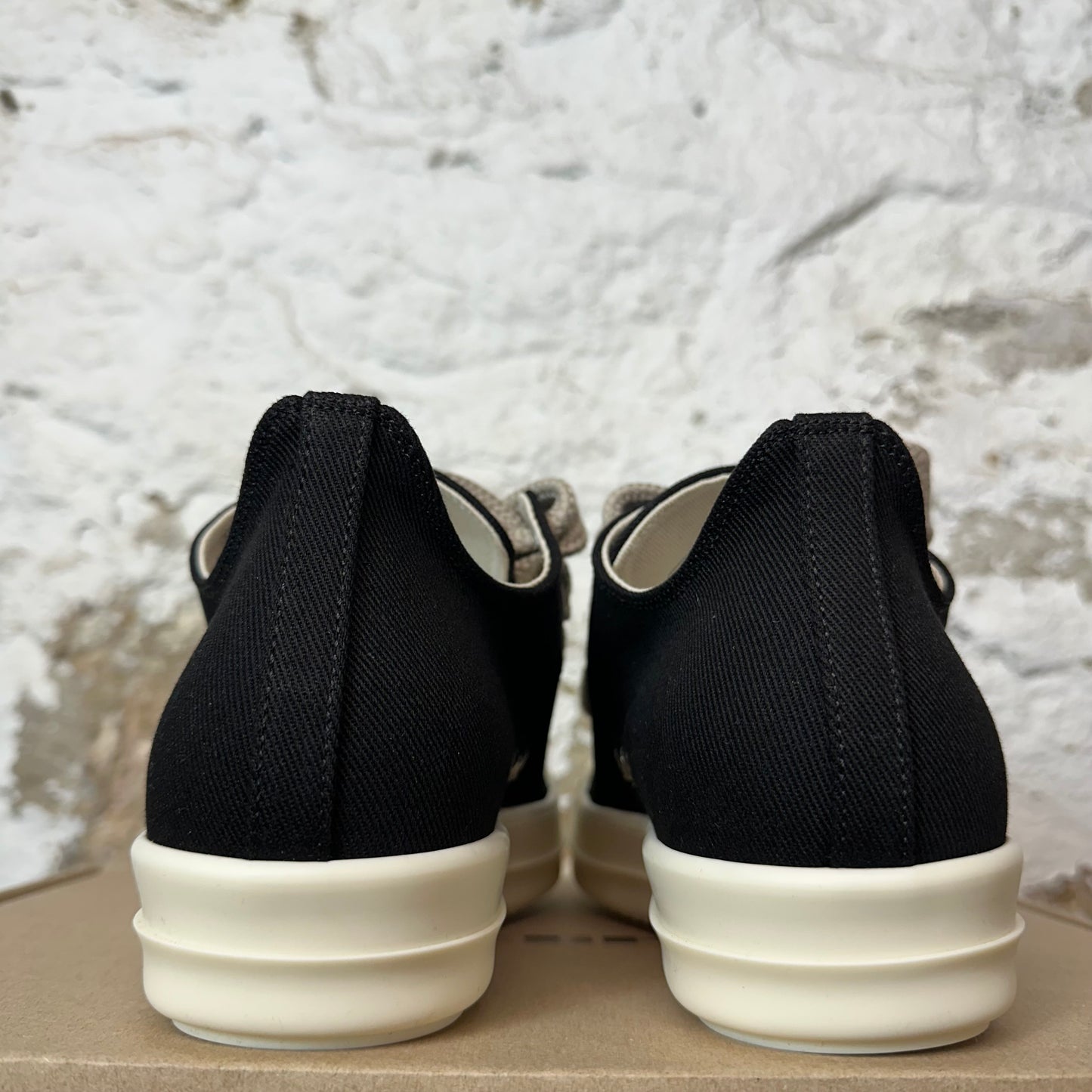 Rick Owens Jumbo Lace Black Canvas Milk Sneaker