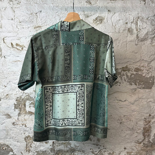 Amiri Teal Olive Button Up Shirt Sz XS