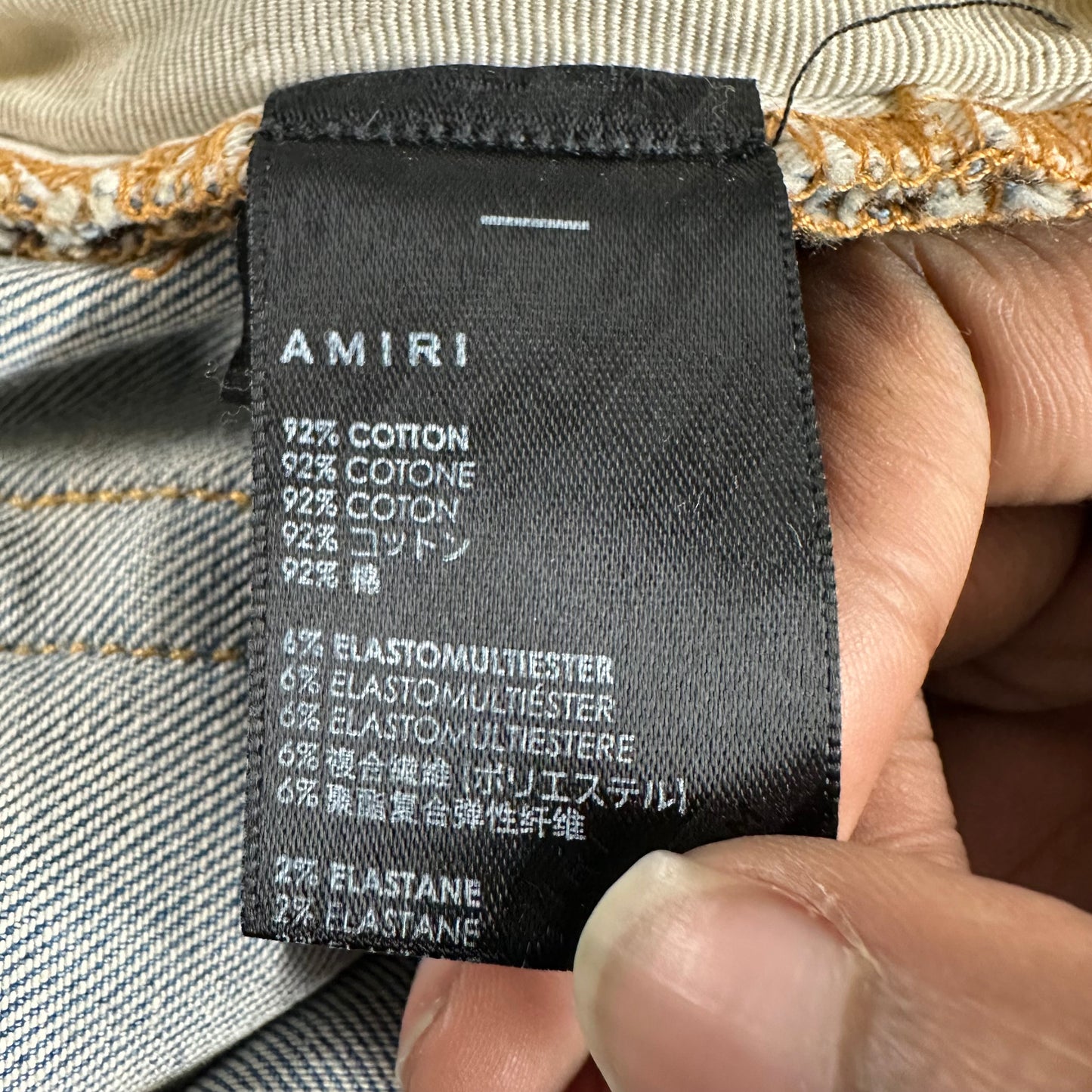 Amiri Black Brown Paisley Flame Blue Denim Jeans Sz 32