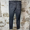 Amiri MX1 Black Paisley Grey Denim Jeans Sz 36