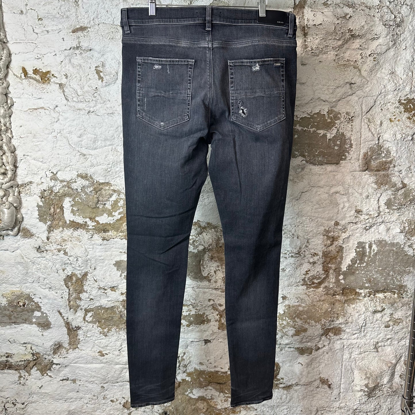 Amiri MX1 Black Paisley Grey Denim Jeans Sz 36