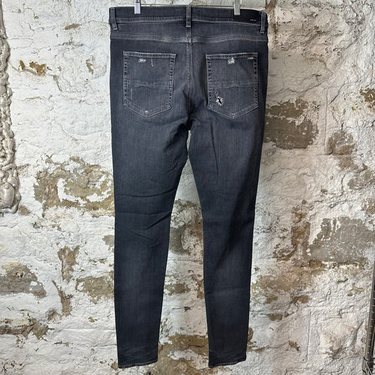 Amiri MX1 Black Paisley Grey Denim Jeans Sz 36