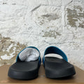 Burberry Blue Plaid Black Slides Sz 12 (45)