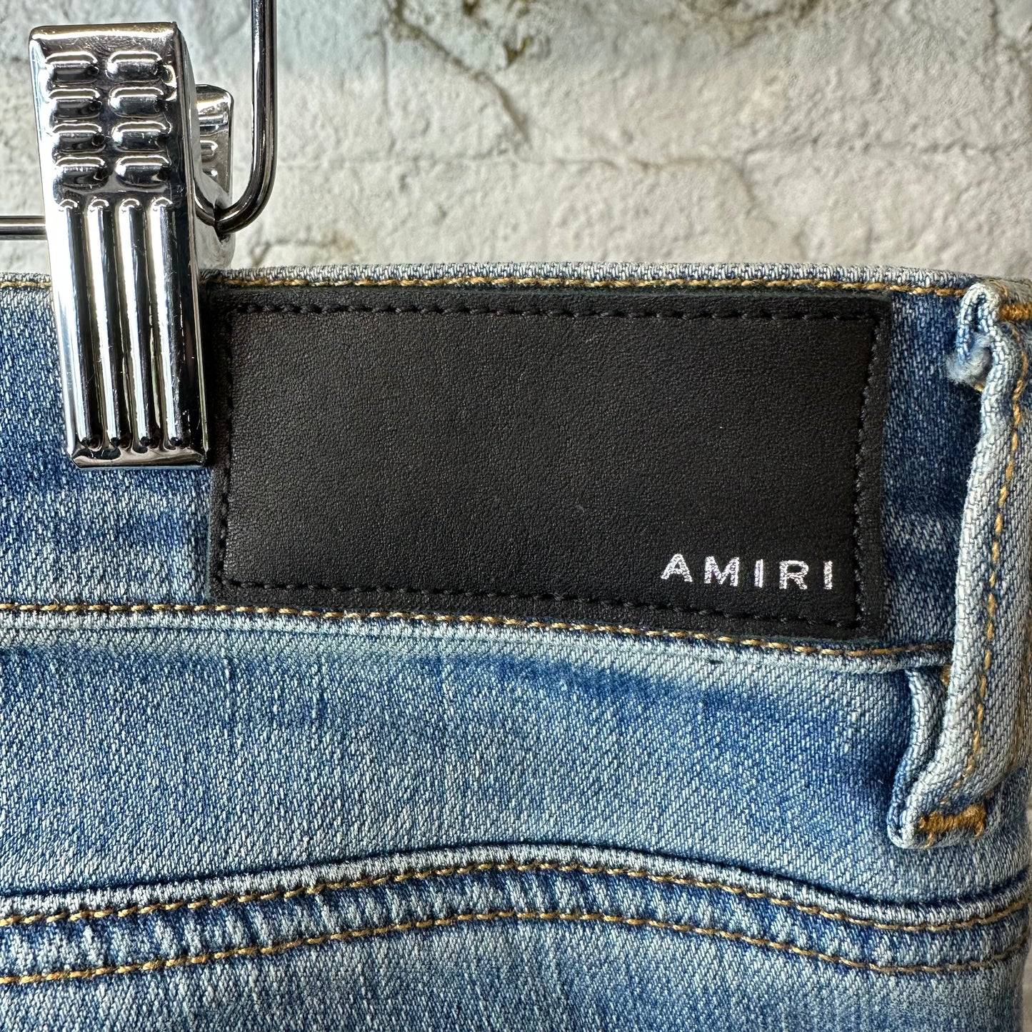 Amiri Green Camo Bones Blue Denim Jeans Sz 38