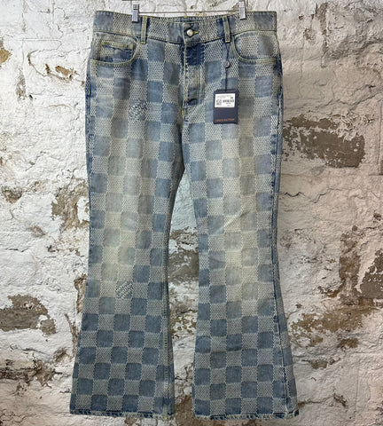 Louis Vuitton Damier 3D Bootcut Denim Jeans Sz 38