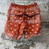 Rhude Orange Paisley Cargo Shorts Sz M