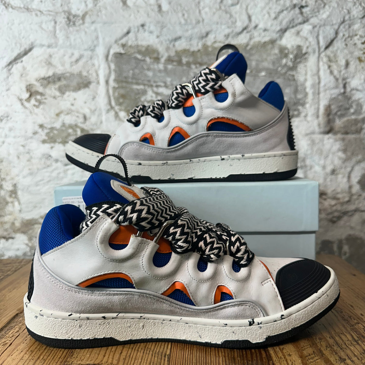 Lanvin Curb White Blue Orange Sneaker Sz 10 (43)