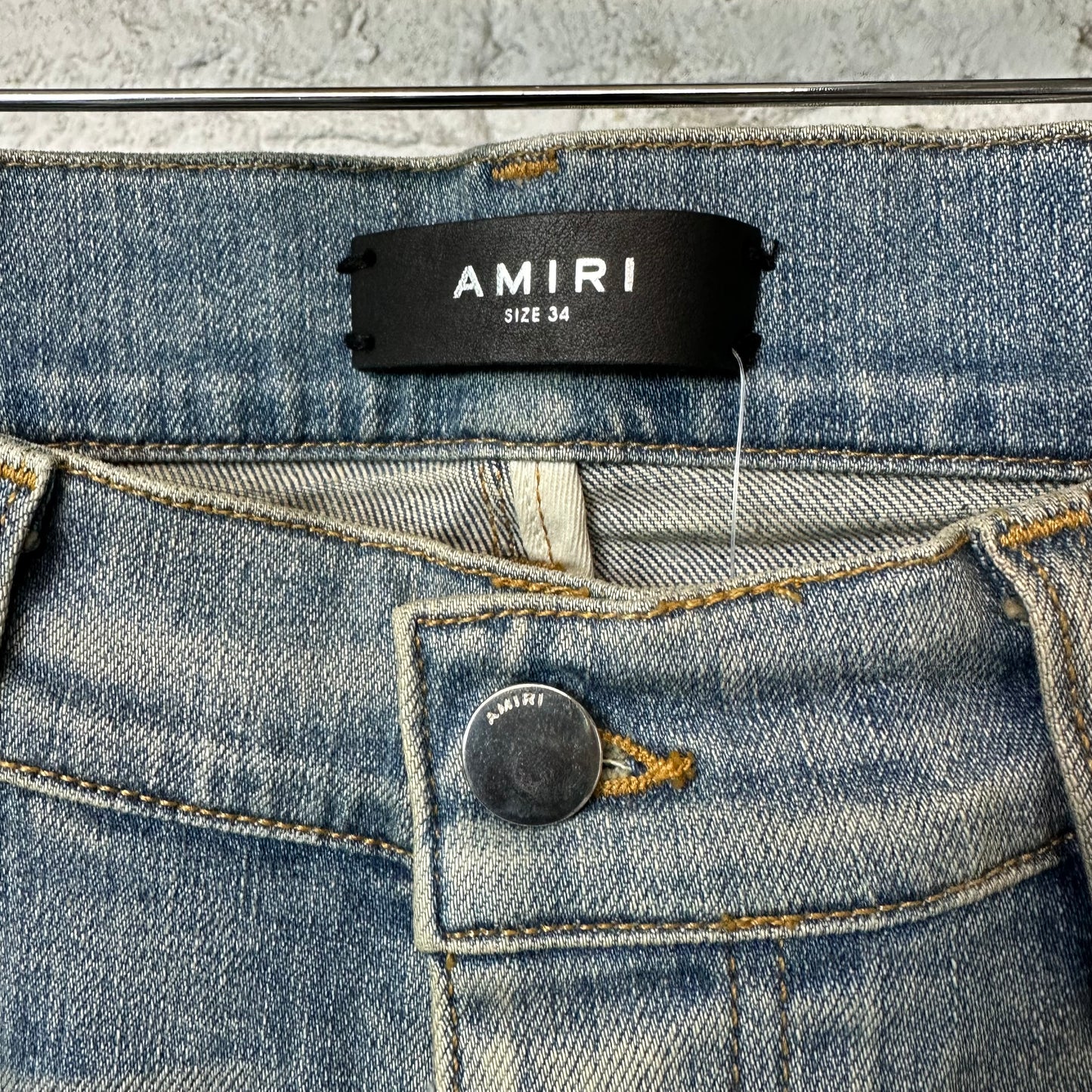 Amiri MX1 Green Plaid Blue Denim Jeans Sz 34