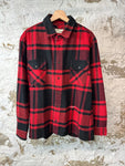 Off White Red Black Plaid Flannel Sz XL