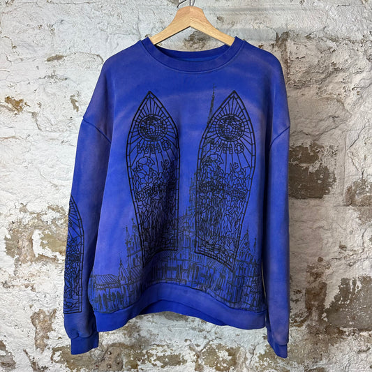 Who Decides War Black Stained Glass Crewneck Blue Sz M