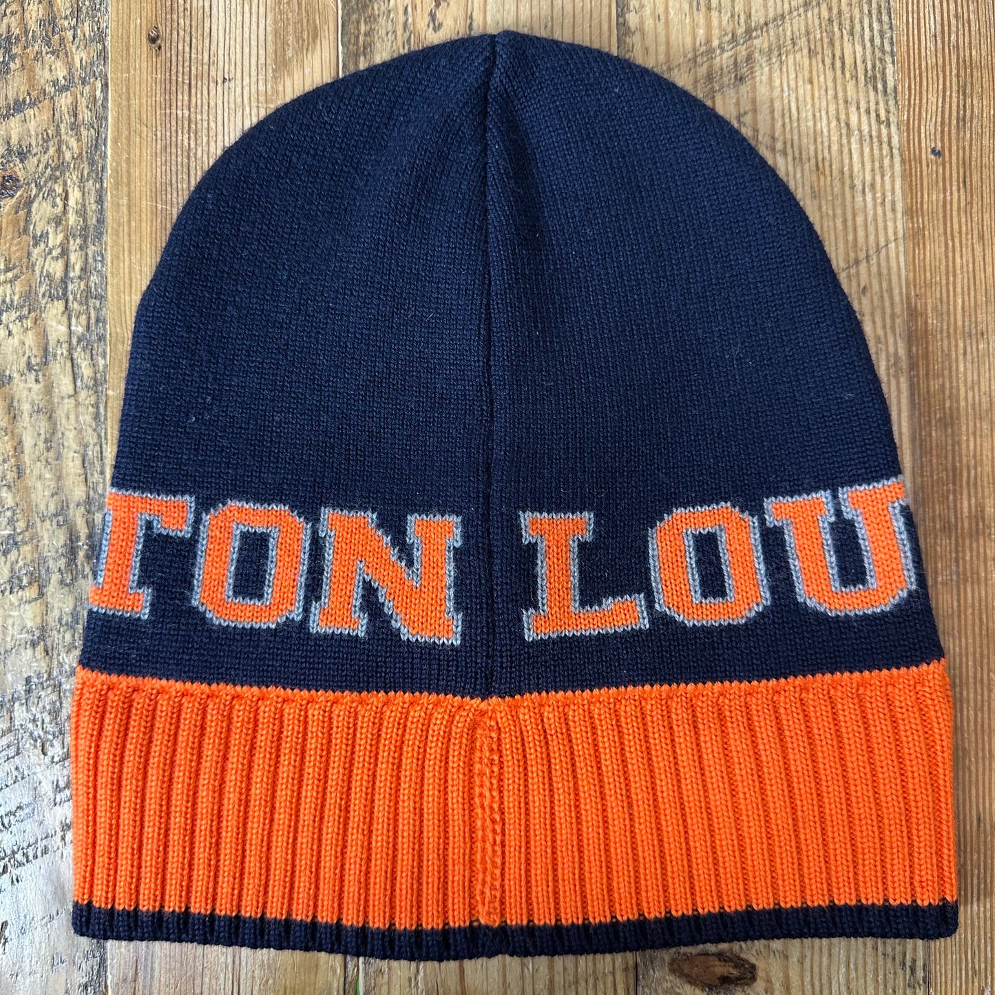 Louis Vuitton Orange Navy Knit Ribbed Beanie