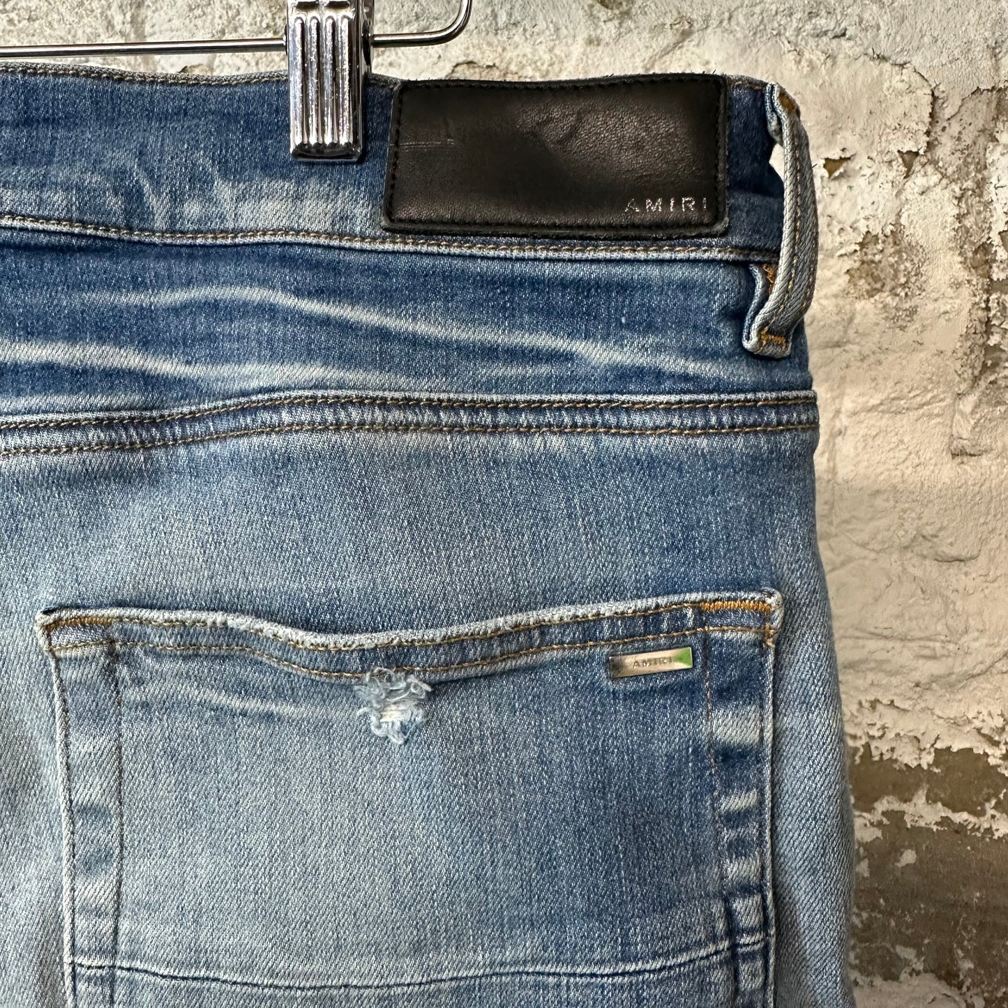 Amiri Plain Blue Honeycomb Denim Jeans Sz 36