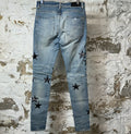 Amiri Black Paisley Star Blue Denim Jeans Sz 30